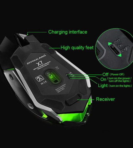 LED Wired Wireless Gaming Mouse USB Ergonomic Optical For PC Laptop Rechargeable5